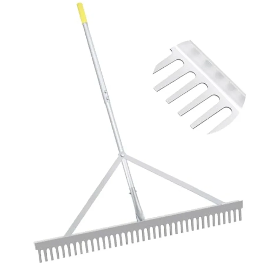 Landscape Rake 36'', Aluminum Rakes with Lightweight 69'' Handle, Landscaping Rake Tool for Lawn Care, Beach