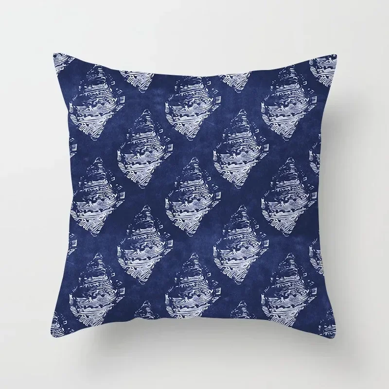 Dark Blue Simple Pattern Decorative Pillowcase Home Bedding Decorative Cushion Pillowcase