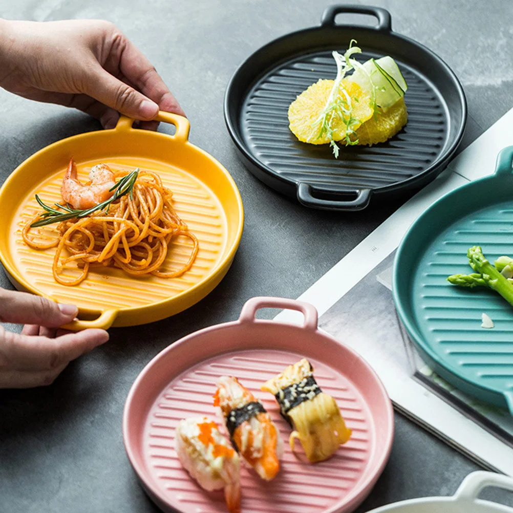 

Dessert Plate Bakeware Pan Kitchen Ceramic Baking Dish Micro-wave Oven Tray Home