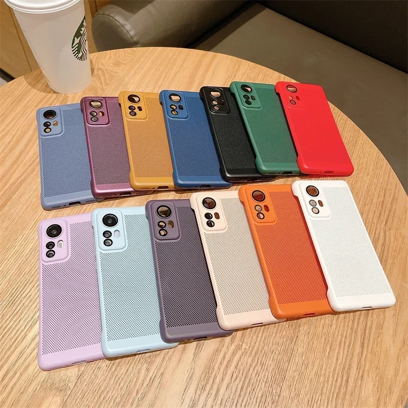 Ultra-Thin Heat Dissipation Breathable Mesh Case For Xiaomi Mi 12 13 11 Lite Redmi Note12 11 10 9 Pro K60 Plain Hard Matte Cover