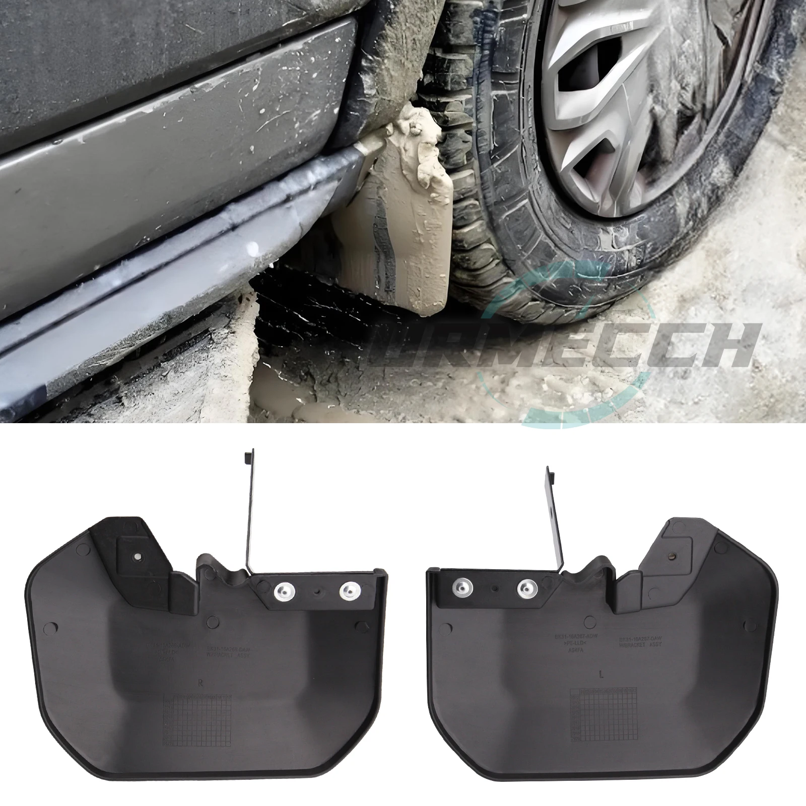 Front Left & Right Mud Flaps For Ford Transit MK8 1820757 1820756 Molded Fender Flares Mudguards with Bracket Car Replace Part