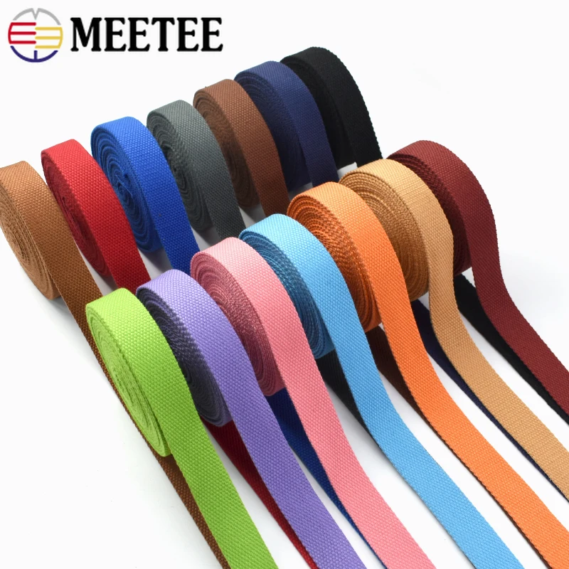 1-5M 25mm Cotton Webbing 2mm Thick Colorful Canvas Ribbon Tapes for Bag Nylon Strap Garment Belt Sling Decorative Sewing Trims