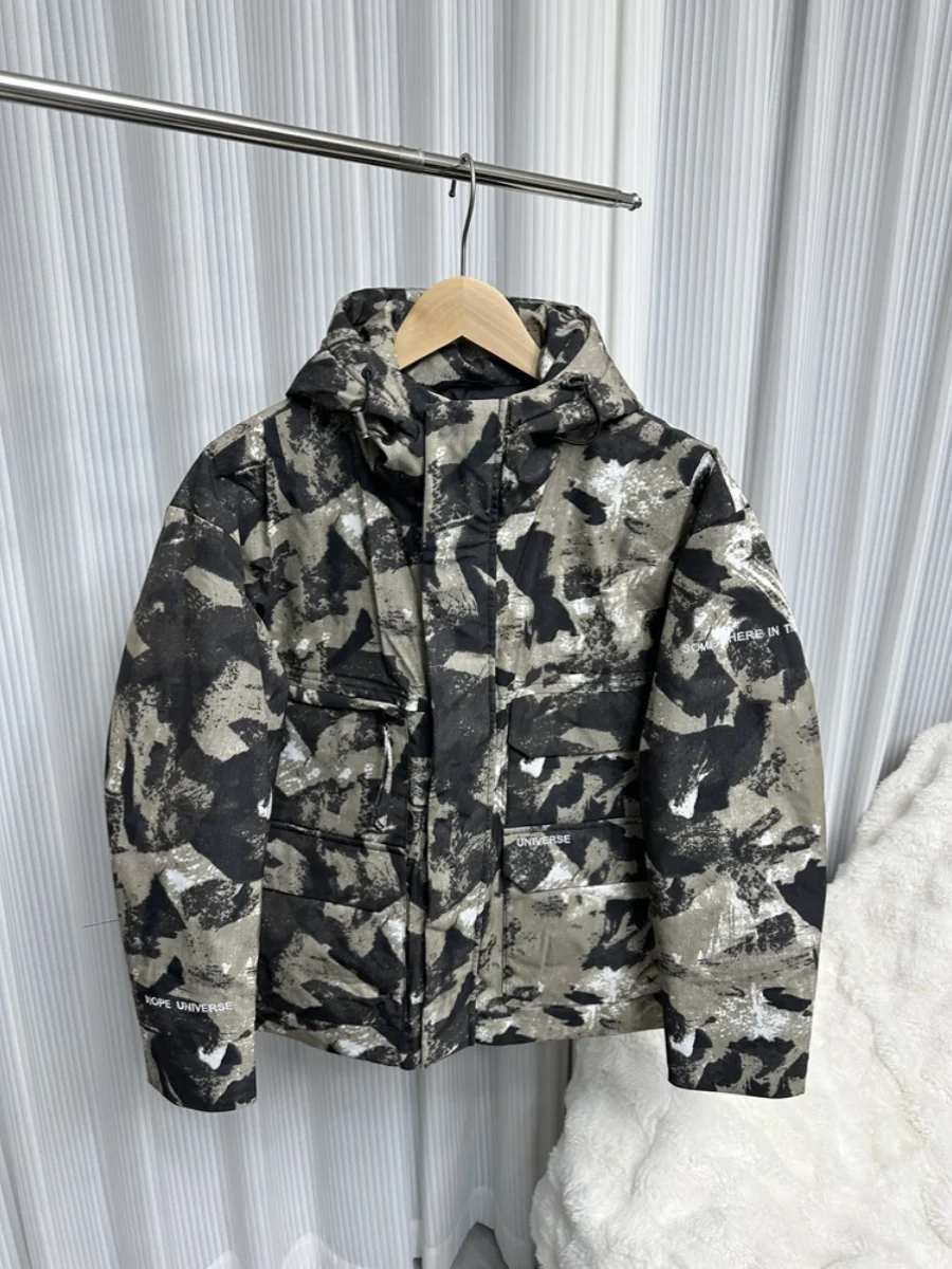 

Мужская зимняя куртка Jaet с твердым сердечником, камуфляжное, ветрозащитное, теплое пуховое пальто с капюшоном, модная молодежная верхняя одежда обычной длины