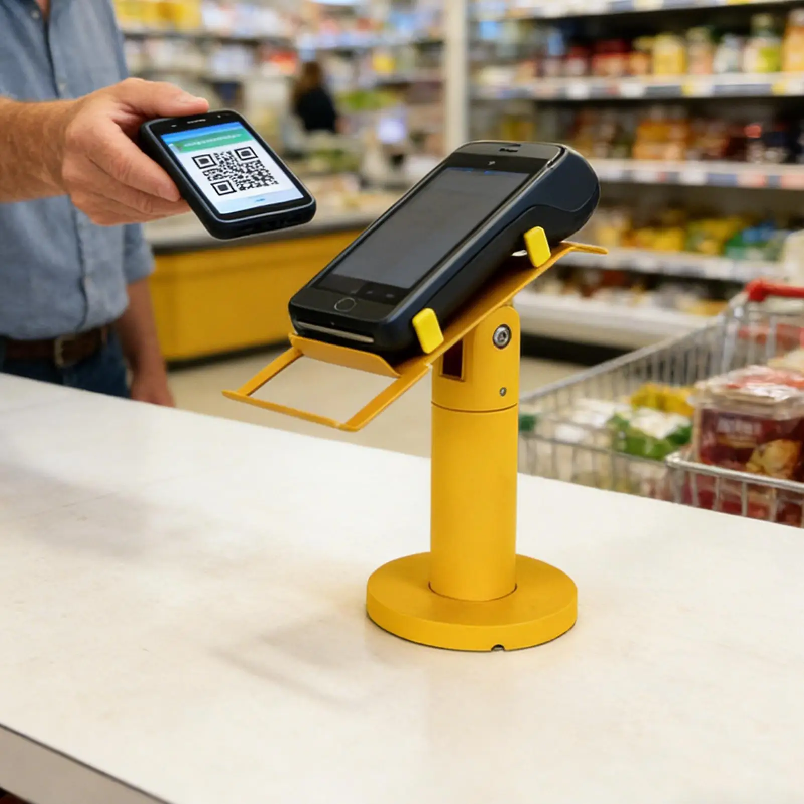 Credit Card Machine Stand Adjustable Anti Tip Rack Metal POS Machine Display Bracket For Supermarket Shop Store Counter Service