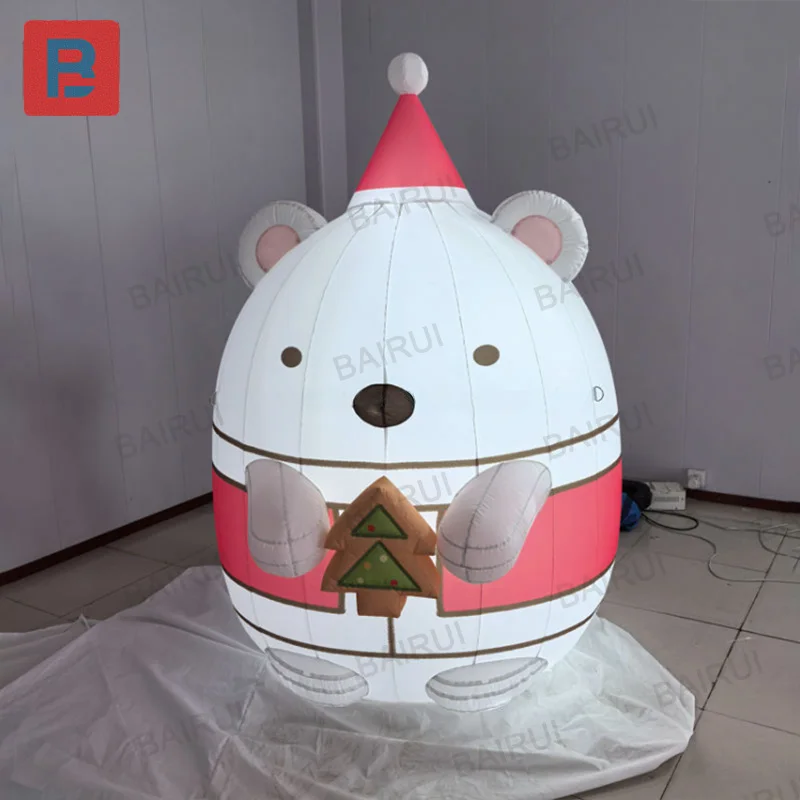دب عيد الميلاد القابل للنفخ، نموذج هواء عيد الميلاد، مع منفاخ، ديكور مربع لمركز التسوق في الهواء الطلق