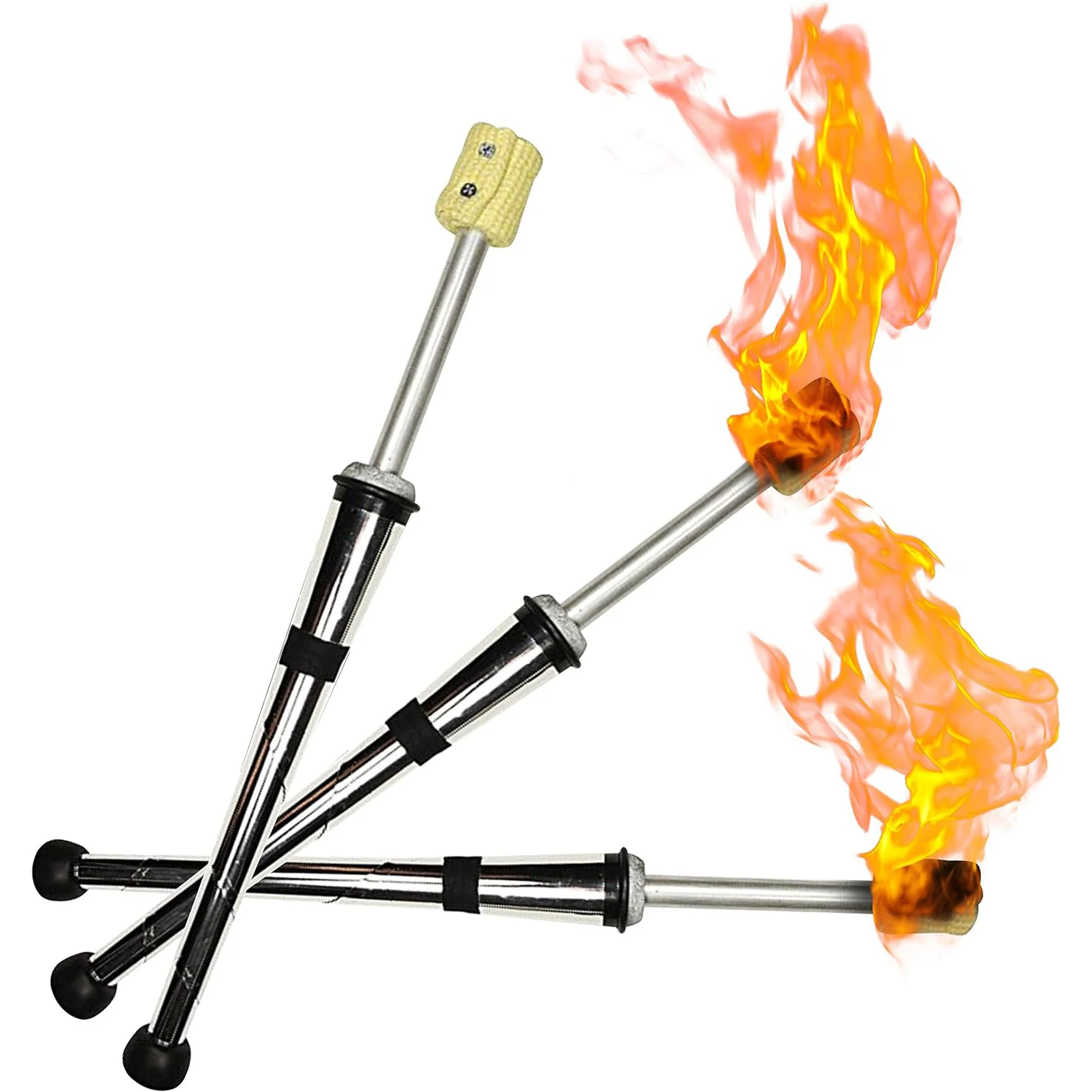 Pehhah Fire Torch Juggling Club - Silver Set of 3