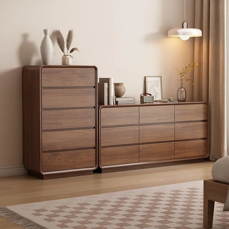 

Bedroom household bedside locker nine bucket combination living room TV side cabinet solid wood frame large capacity