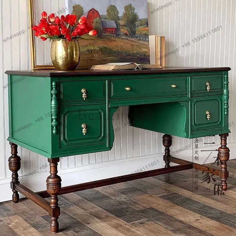 French Vintage Desk Bedroom Villa Dresser Computer Desk American Customizable