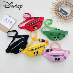 Disney Mickey bolsa de cintura infantil, mini sacola de desenho animado, bolsa de peito para meninos e meninas, bolsa crossbody feminina de alta qualidade, moda fofa