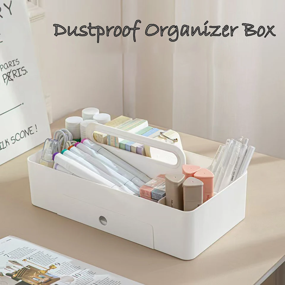 1PC Multi-functional Dustproof Organizer Box With Divider Drawer-type Desktop Storage Box For Stationery Available In 3 colours