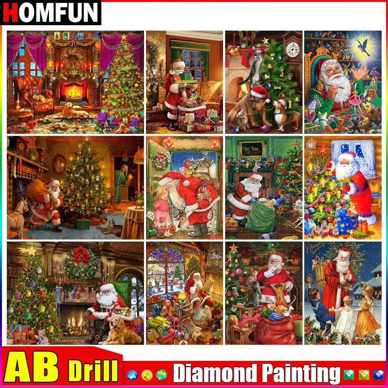 Homfun ab 5d DIY Diamant Stickerei volle Anzeige "Cartoon Santa" Diamant Malerei quadratische/runde Strass steine Dekor Kunst