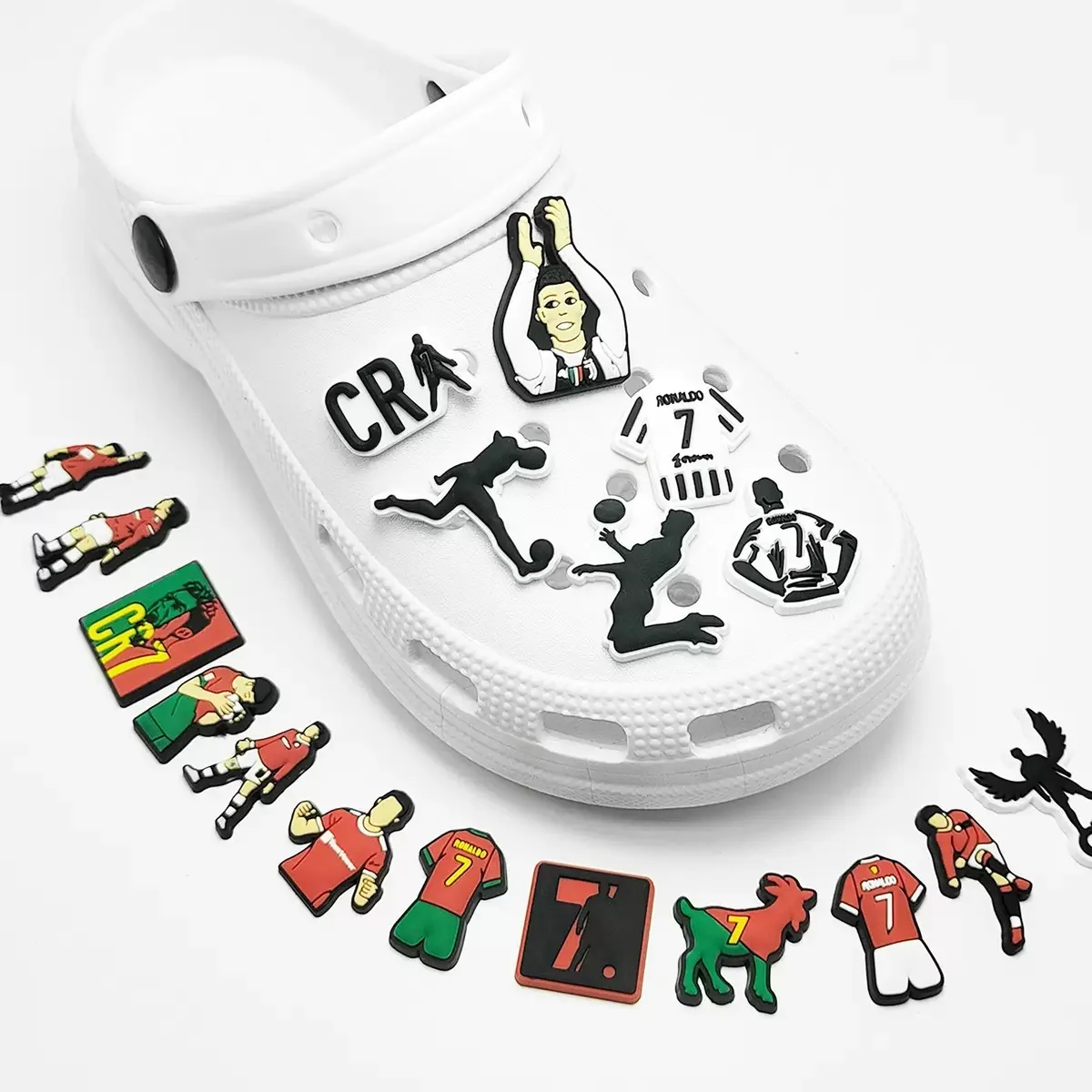 18Pcs Football Star Series Shoe Charms set Cartoon Shoes Accessories Clogs Sandals Decorations Buckle for Kids Party Gifts