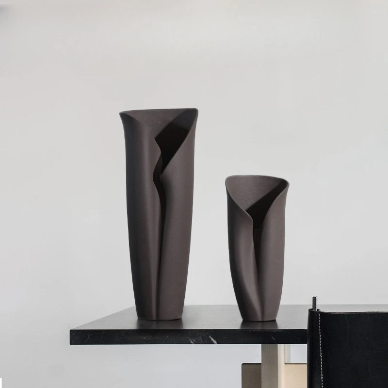 Brown belly abstract ceramic vase ornament, home living room flower ware creative art flower ware