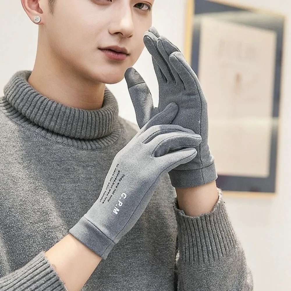 

Polar Fleece Winter Gloves Warm Full Finger Driving Mittens Windproof Touchable Screen Windproof Cold Proof Gloves