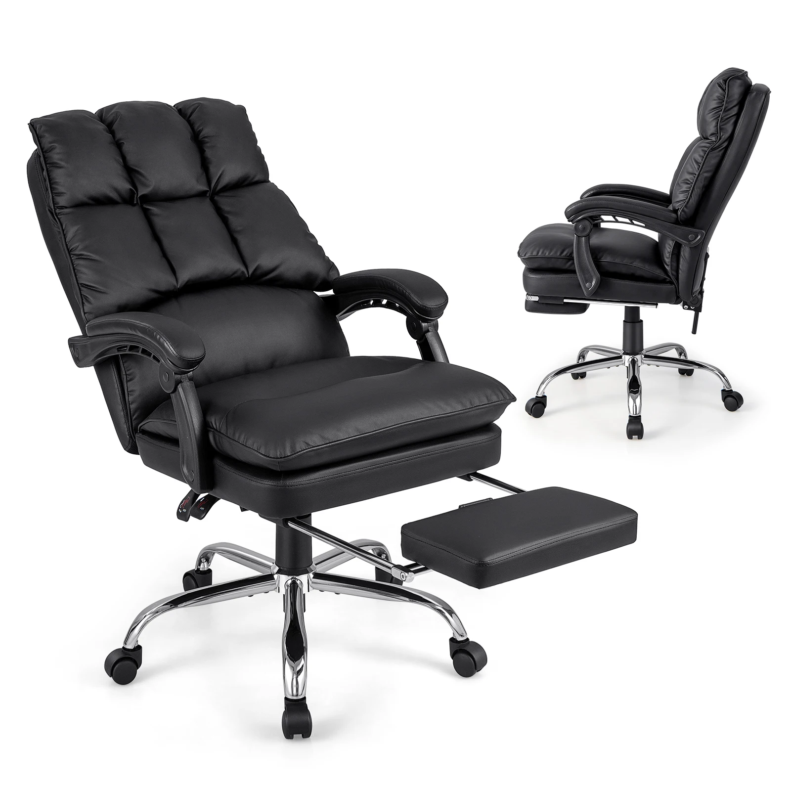 High Back Reclining Office Chair Ergonomic Computer Desk Chair w/ Footrest & Pad