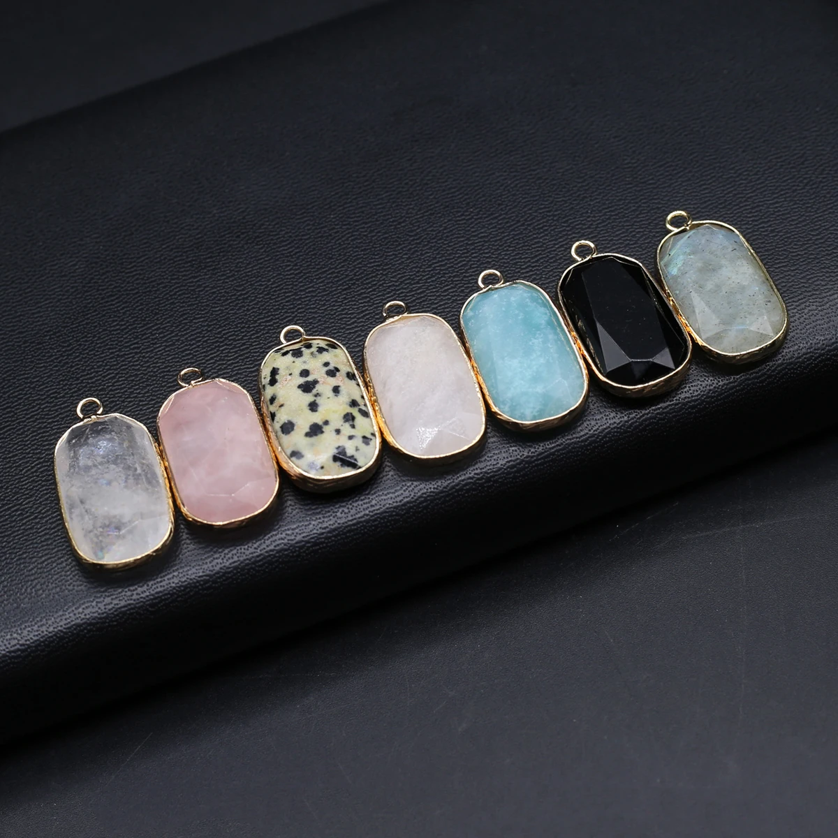 

5pcs Natural Stone Faceted Pendant Rectangle Agate Pendant Charms for Making DIY Jewelry Earrings Bracelet Necklace Accessory