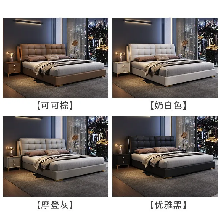 Cama de plataforma completa LED personalizada, tamaño King/Queen, con estructura tapizada, juego de muebles de dormitorio con almacenamiento, luces LED y tela.