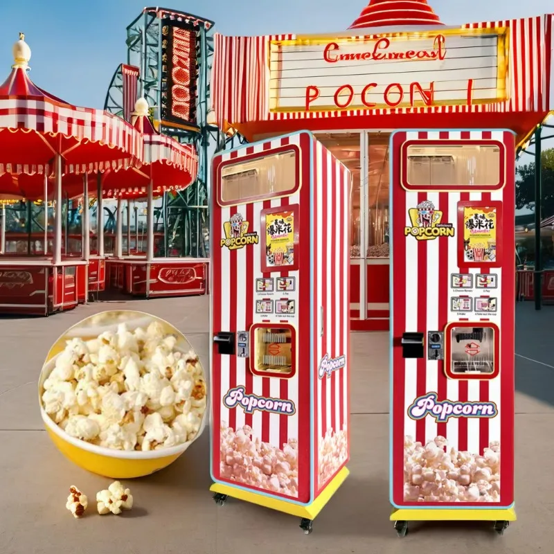 New Popular Self Service Popcorn Vending Machine Fully Automatic Easy To Use Coin Cash Credit Card Payment Factory Equipment
