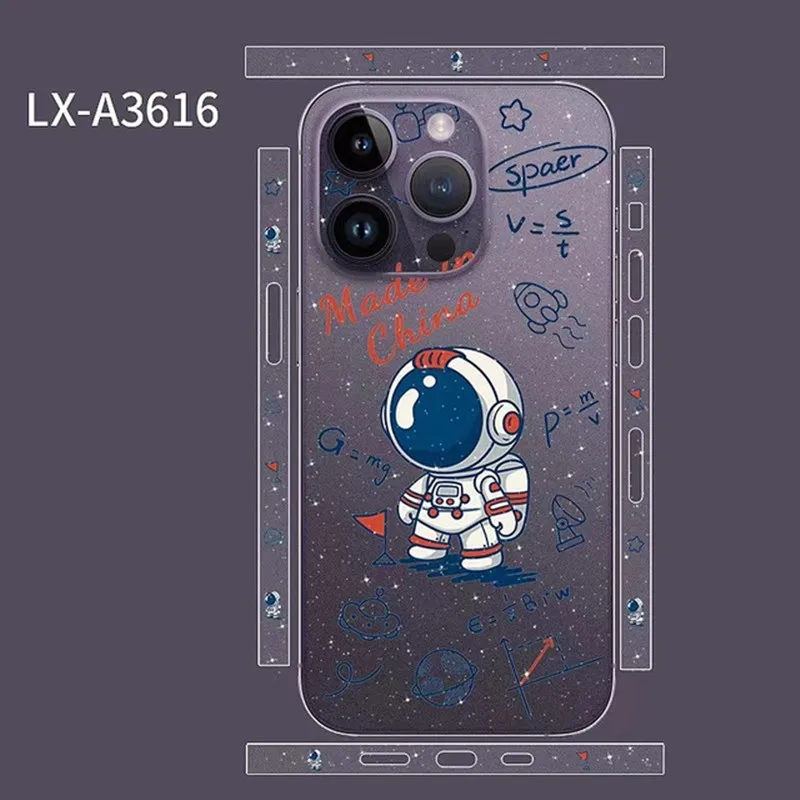 Full Cover Transparent Cartoon Anti-Scratch Sticker Skin for iPhone15 14 Pro Max Decal Film Back Cover for iPhone12 13 Pro