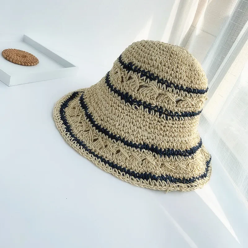 Summer Straw Hats for Women Foldable Outdoor Gorro 2022 Sunshade Hollowed Panama Hat Beach Caps Fashion Elegante Cap