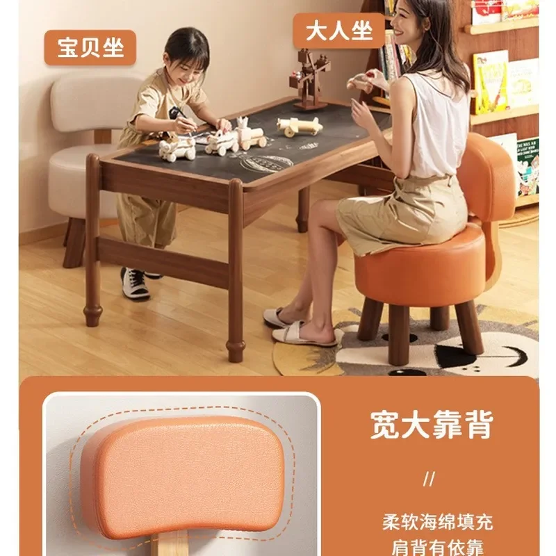 Sturdy Backrest Small Stool for Living Room Soft Cushioned Low Chair Creative Household Bench for Shoe Changing and Sitting