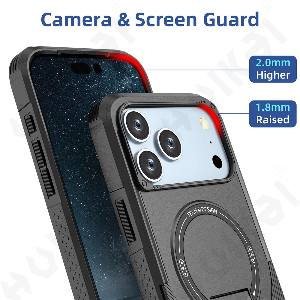 Case For iPhone 17 16 15 14 13 12 Pro Max Plus Magnetic Protective Magsafe Shockproof Heavy Duty Drop Protection Kickstand Cover