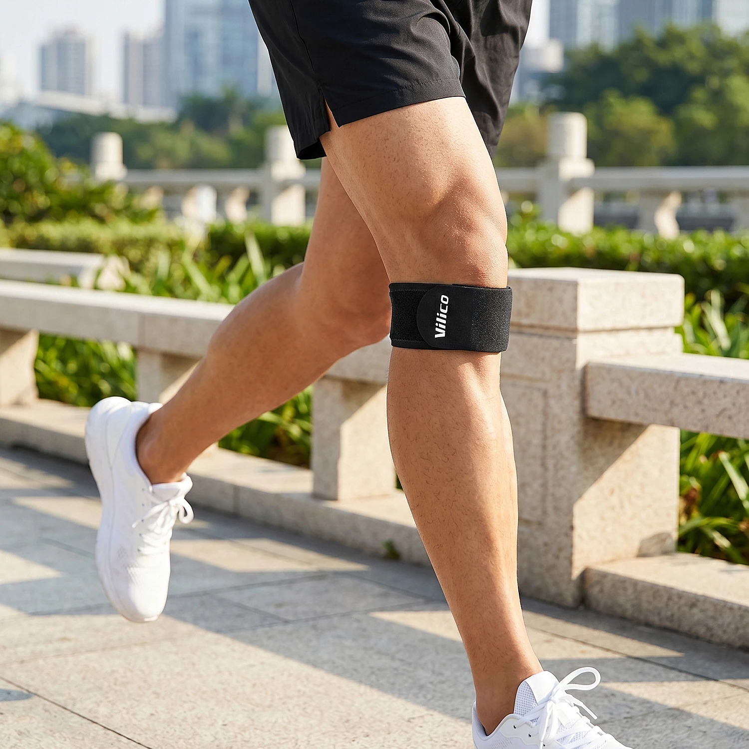 1 piece VILICO Thin Adjustable Knee Wrap Strap, Non-slip Light Leg Band for Men Women, for Running, Jogging, Cycling Daily Sport