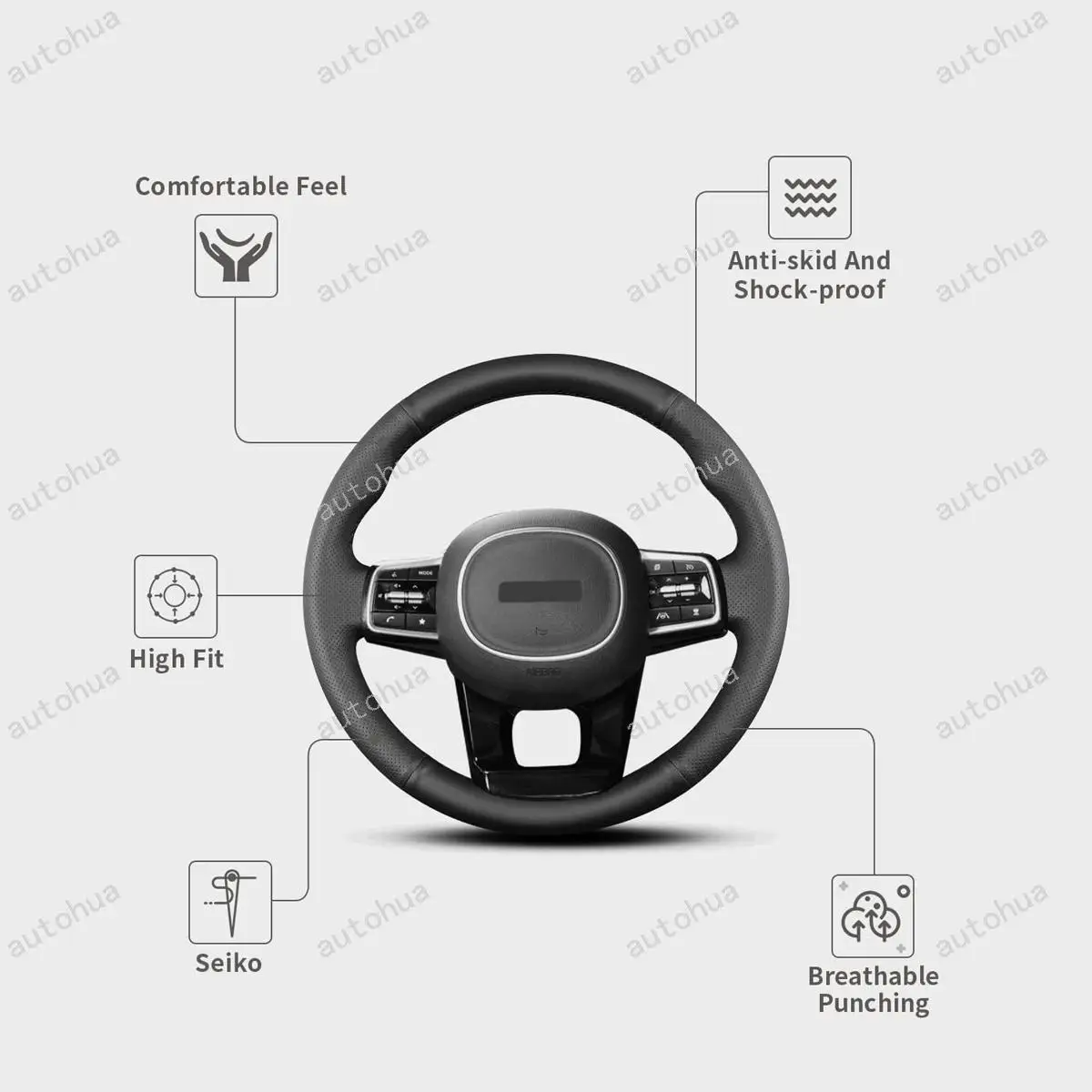 غطاء عجلة القيادة مخيط يدويًا لكيا 2022 سورينتو PHEV/2022 كرنفال/2021 سورينتو، جلد ستوكات غير قابل للانزلاق وجيد التهوية