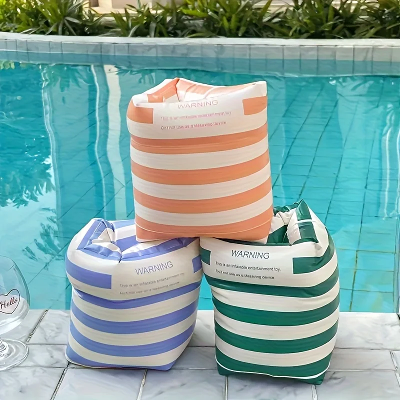 2pcs PVC Inflatable Striped Armband, Men's and Women's Cylindrical Sleeves, Adult Double Airbag Swimming Armband
