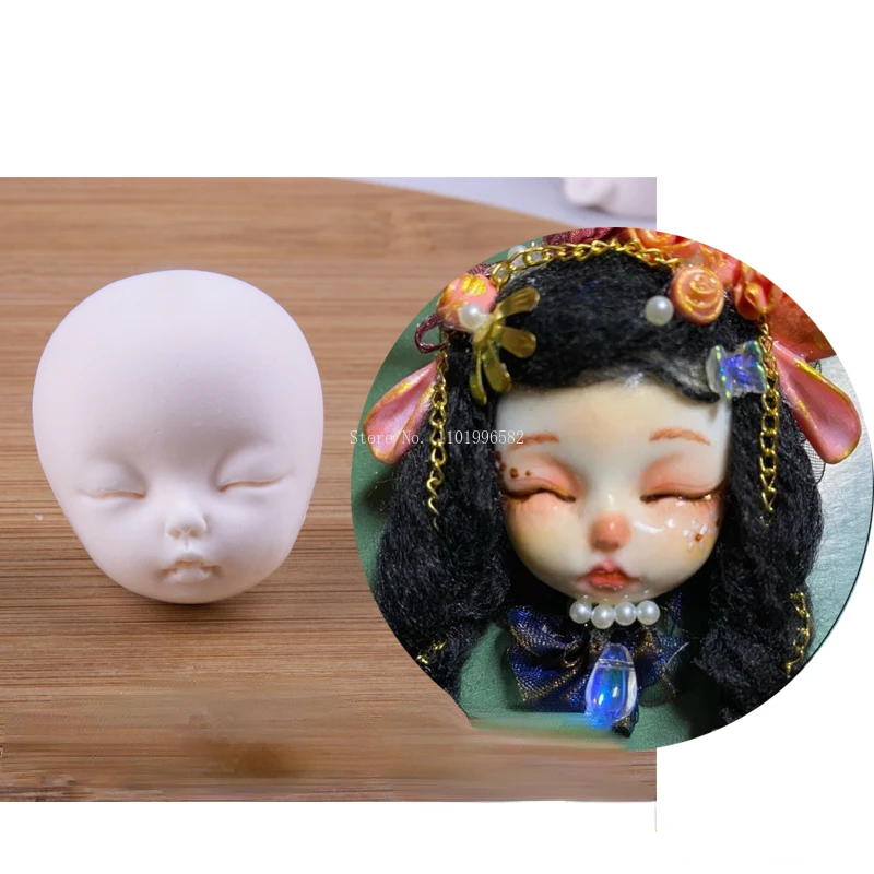 Polymer Clay Facial Silicone Mold DIY Pottery Handmade Dolls Cartoon Anime Characters Head Position Cheek Contour Sculpture Tool