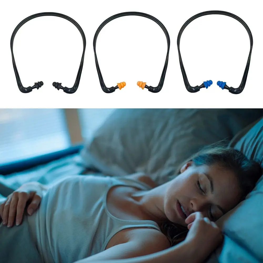 Blue Black Orange Head-mounted Earplugs Soft Silicone Protector Anti-Noise Earmuff Swimming Travel Noise Reduction Ear Plugs