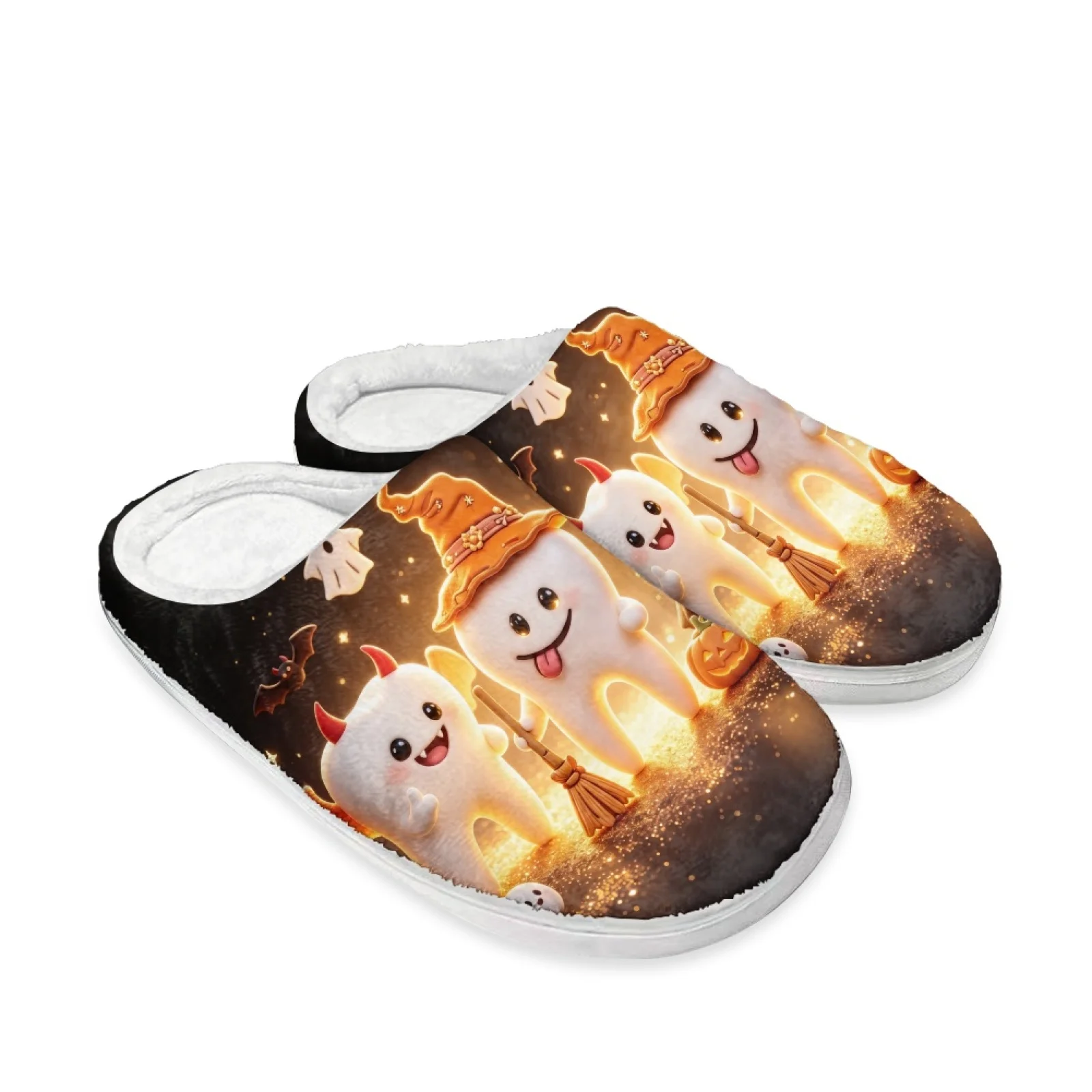 PENSTROLL Teeth Ghost Non-Slip Cotton Slippers House Slippers Easy On Off Slippers For Seniors Wfh Cozy Essentials Slippers