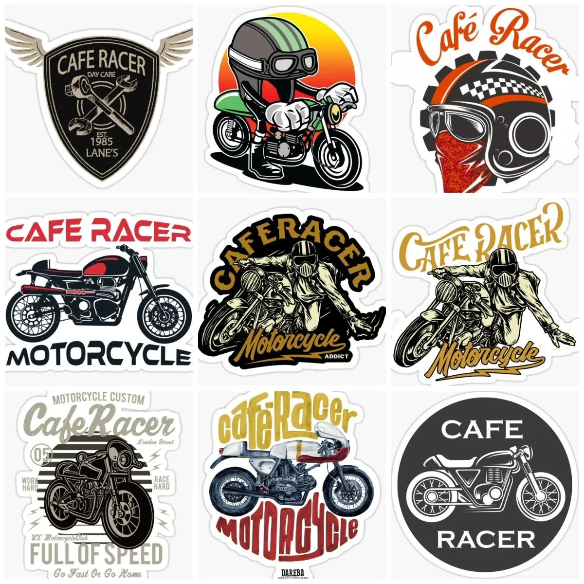 Cafe Racer Cool Sticker Locomotive Round Car Bumper Wall Room Truck Window Moto Bicycle Van Glass Racing Helmet Off-road Decal