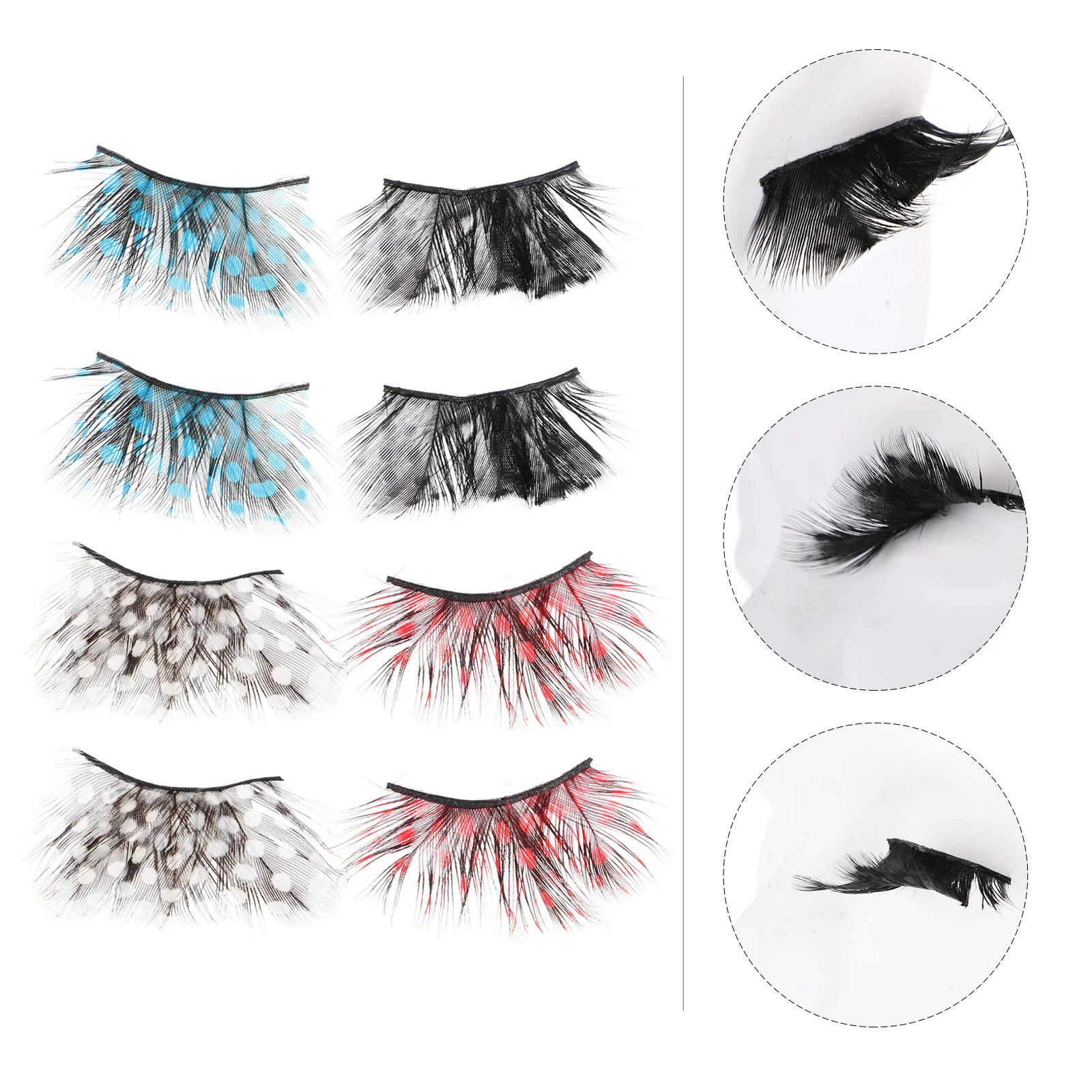 

4 Pairs False Eyelashes Set Halloween Party Fake Stage Performance Color Cosplay Sticker Makeup