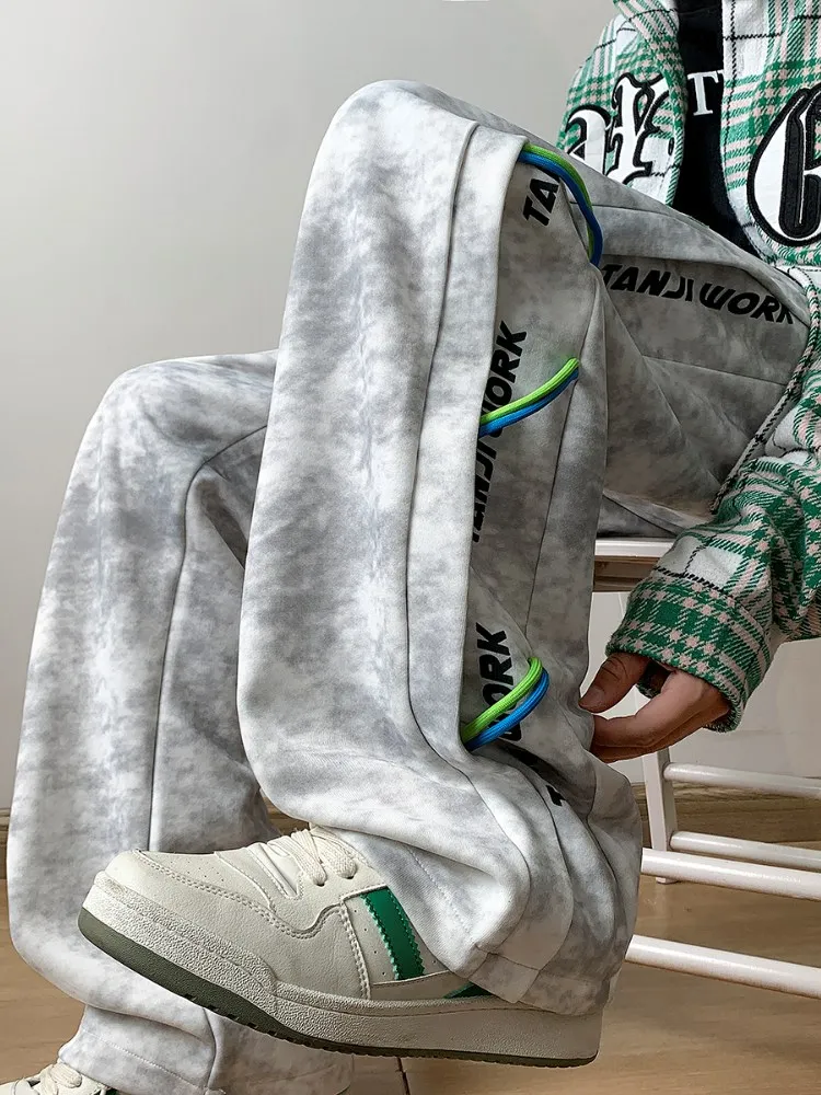 

Мужские повседневные спортивные брюки свободного кроя в стиле ретро с эффектом тай-дай, прямые штанины, весенняя новинка, свободные, удобные, бренд Faion