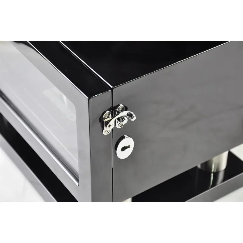 Caixa de Luxo para Relógios com Controle Automático, Giratória, com 2 Slots, em Couro Branco e Marrom, com LED