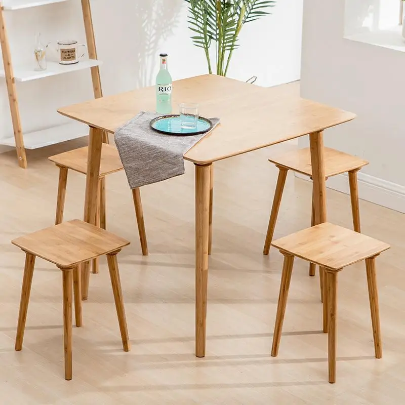 Nanzhu square table, simple Nordic large circular dining table, square household small unit dining table, solid wood rectangular