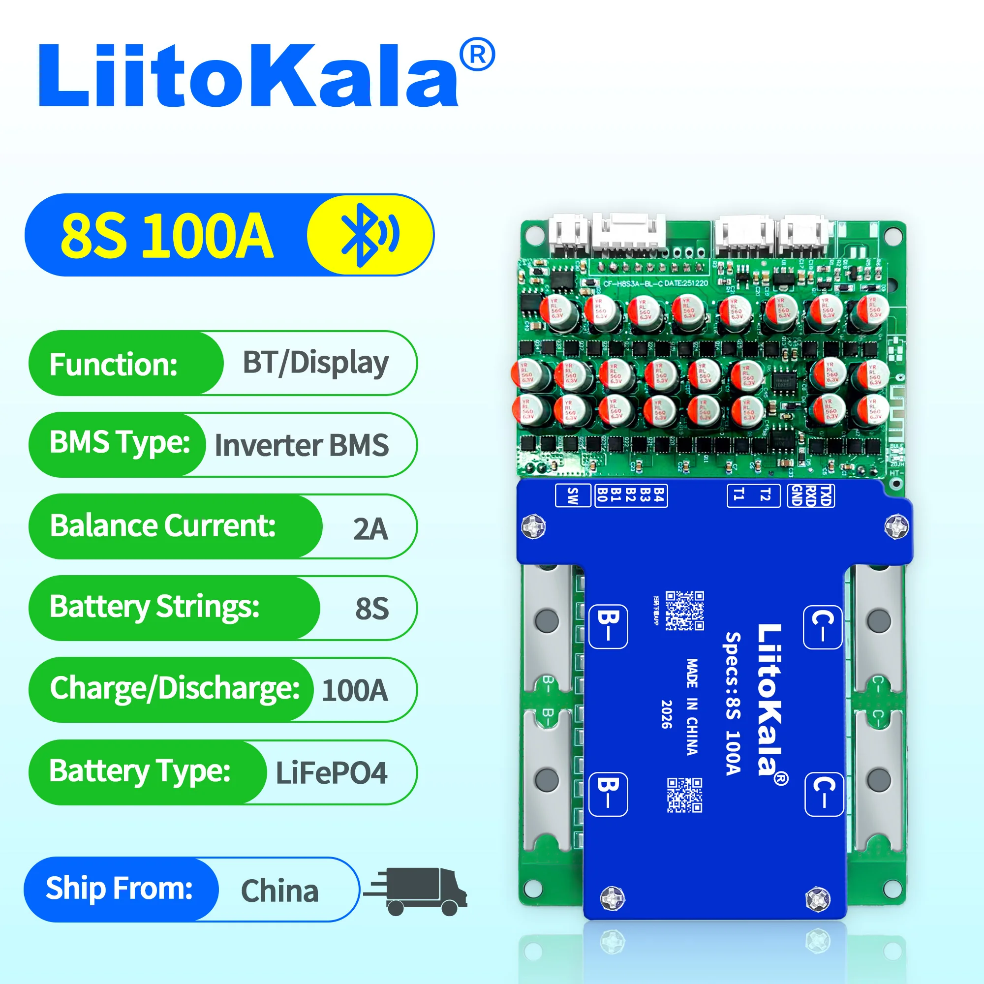 LiitoKala Lifepo4 Akkupack 4S 8S 12V 24V BMS für Dauerbetrieb mit Ausgleichsfunktion