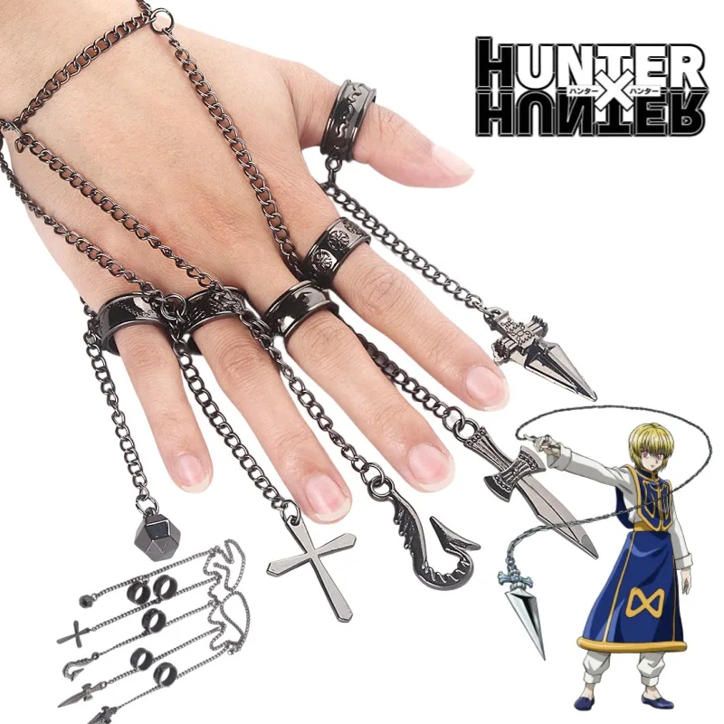 Neue Hunter Hunter Gon Freecss Kurapika Cartoon Fünf-Finger-Kette Anime Charakter Cosplay Halloween Party Ring Zubehör Geschenk
