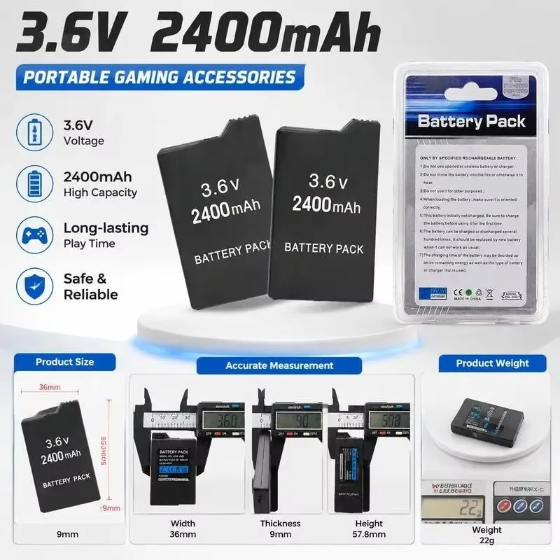 3.6V 2400mAh Lithium Rechargeable Battery for Sony PSP2000 PSP3000 PSP S110 Portable Gamepad Accessory