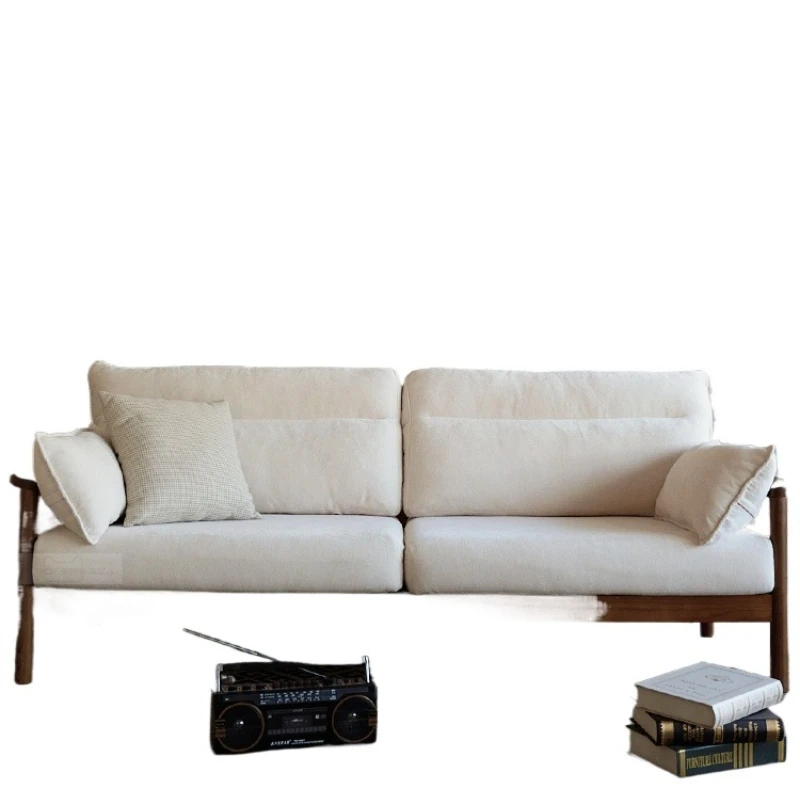 

Диван из цельного дерева в японском стиле, новый прямой диван из цельного дерева в китайском стиле, ретро, скандинавская ткань, прямой диван для маленькой квартиры, гостиной