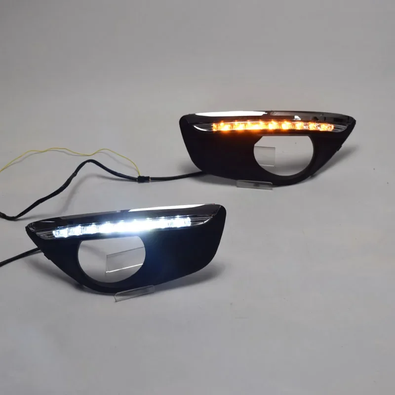 Для Hyundai Santa Fe SantaFe 2010 2011 2012, дневные ходовые огни DRL, светодиодные противотуманные фары с желтыми функциями поворотного сигнала