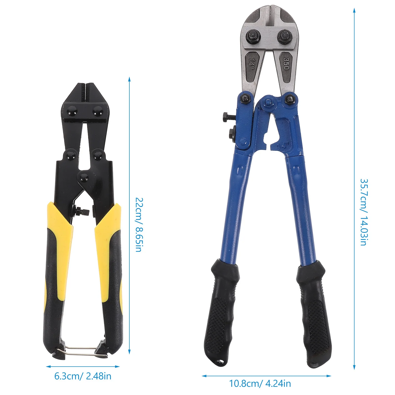 2Pcs Bolt Cutter 8 Inch 14 Inch Heavy Duty Steel and Rubber Cable Cutter for Wire Chain Link Fence Cutting Ergonomic Design