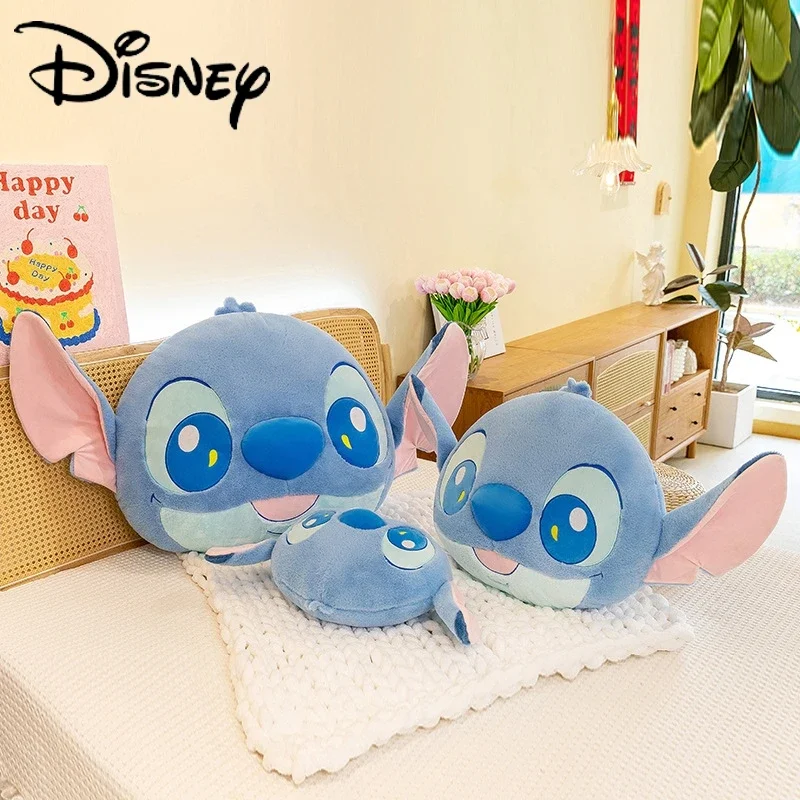 New Disney Kawaii Cartoon Plush Doll Dollpet Stichy Throw Pillow Sewn Muppet Children Cushion Exchange Doll Head Blue Stitch