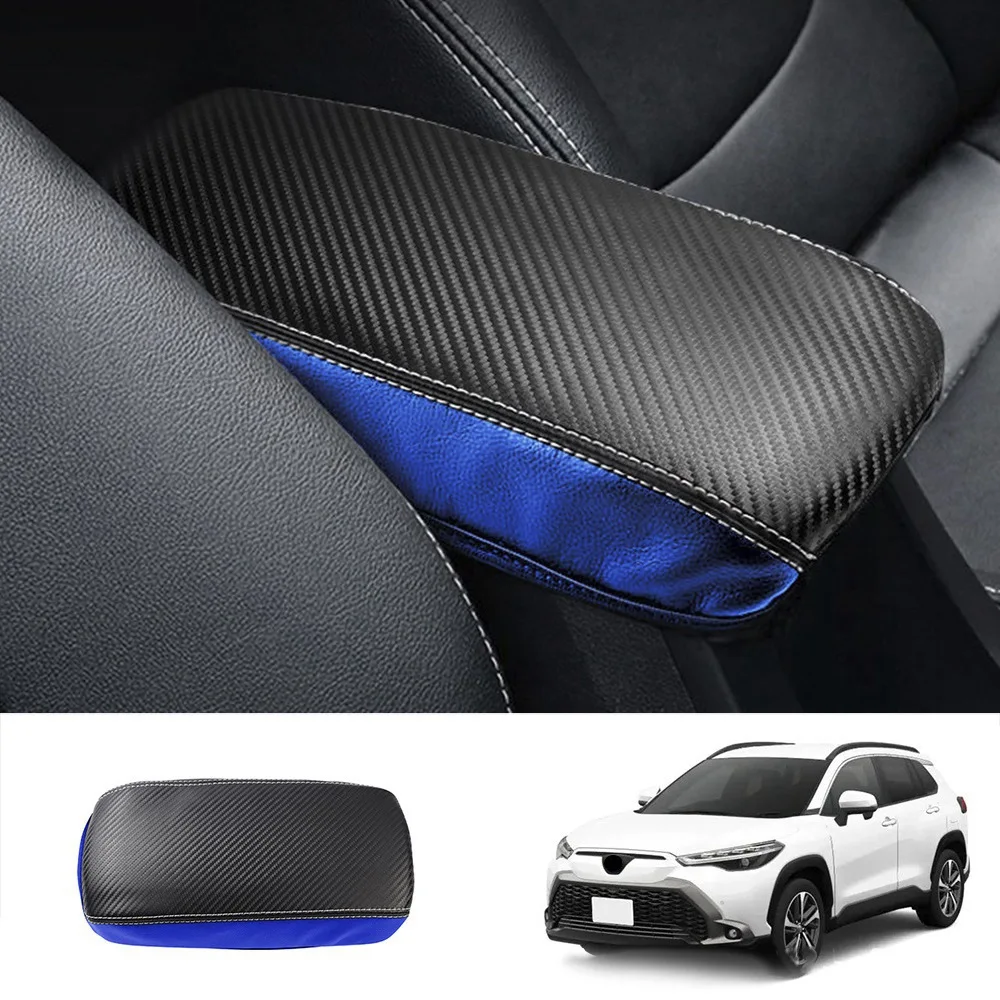 Car Carbon Fiber Center Console Lid Armrest Box Leather Protective Cushion Pad for Toyota Corolla Cross 2021 2022 RHD A