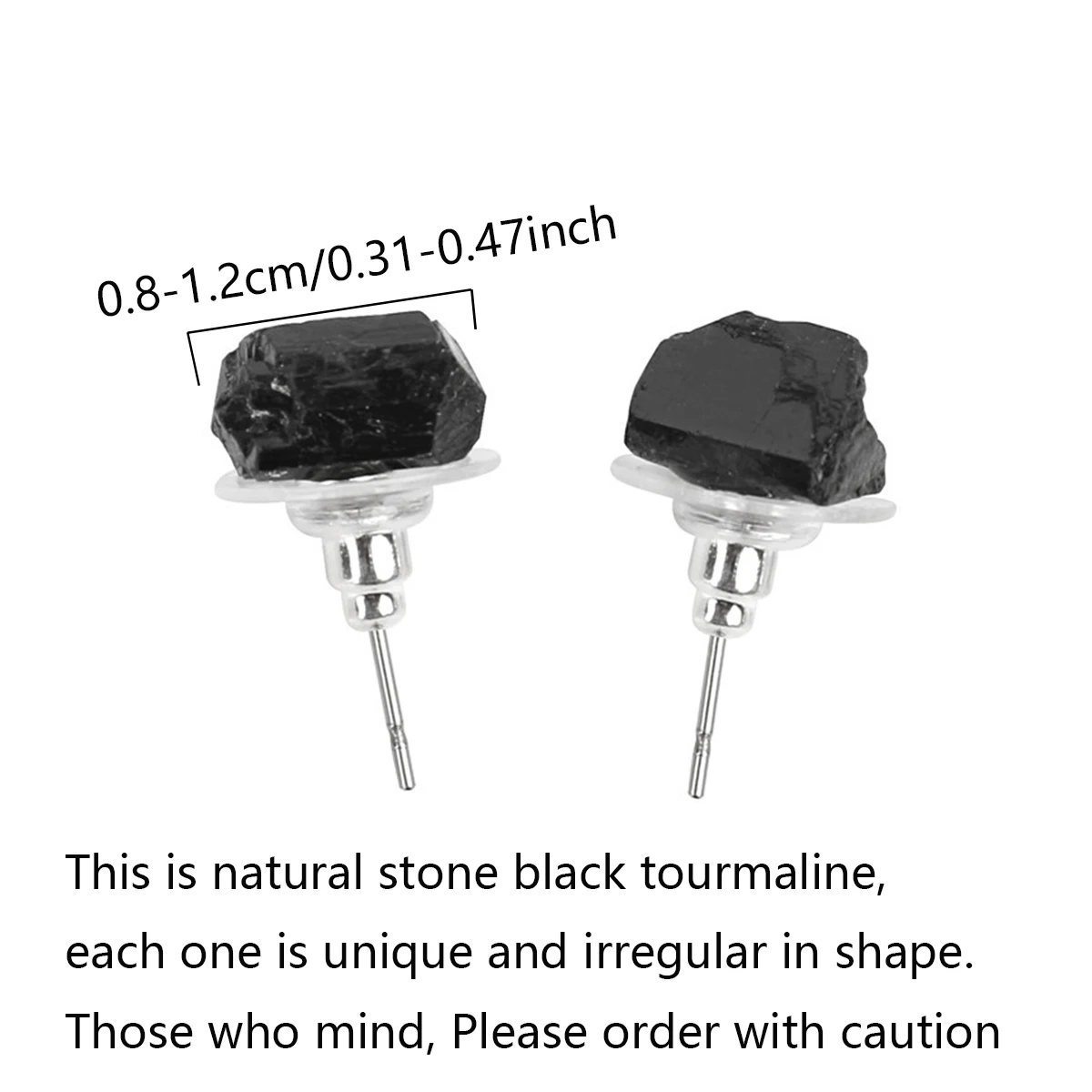 Natural Stone Irregular Black Tourmaline Studs Earrings Personalized Versatile Women's Earrings Fashion Jewelry