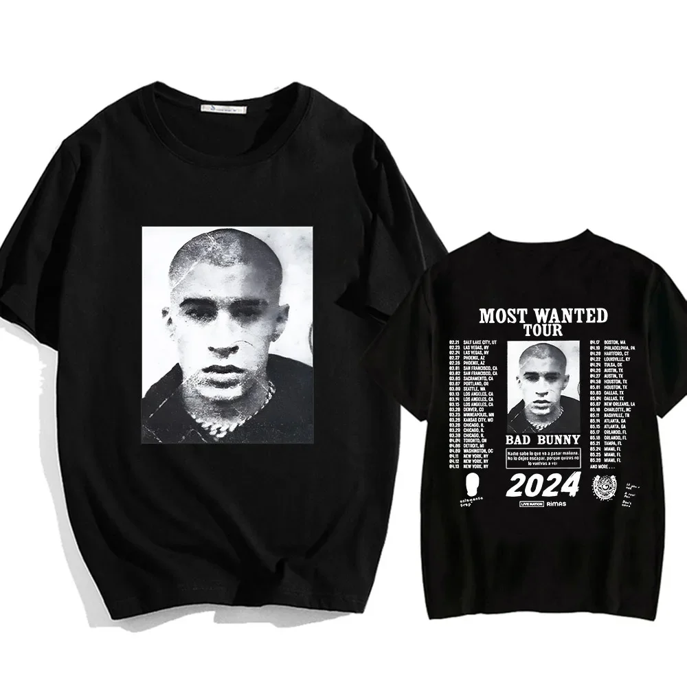 Bad Bunny Nadie Sabe Lo Que Va Pasar Manana T-shirts Hip Hop Short Sleeve Mens Tee-shirt Most Wanted Tour 2024 Tshirt Cotton Tee