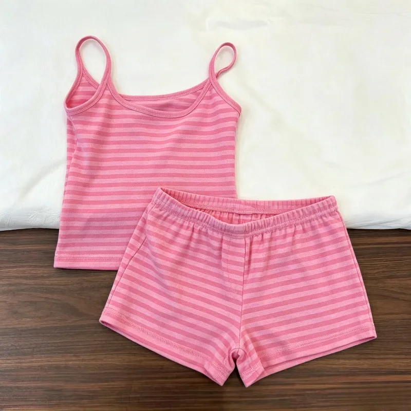 Summer Pink Women 2 Piece Set Korean Popular Sleepwear Soft Comfortable Y2k Japanese Body-Hugging Blouse Shorts Set for Homewear