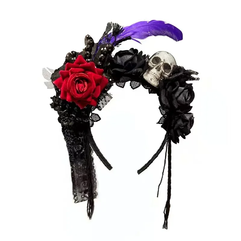 Accessoire gothique foncé Original diable Halloween Rose crâne, couvre-chef pour décoration de Costume de Cosplay de fête, nouvelle collection 2025
