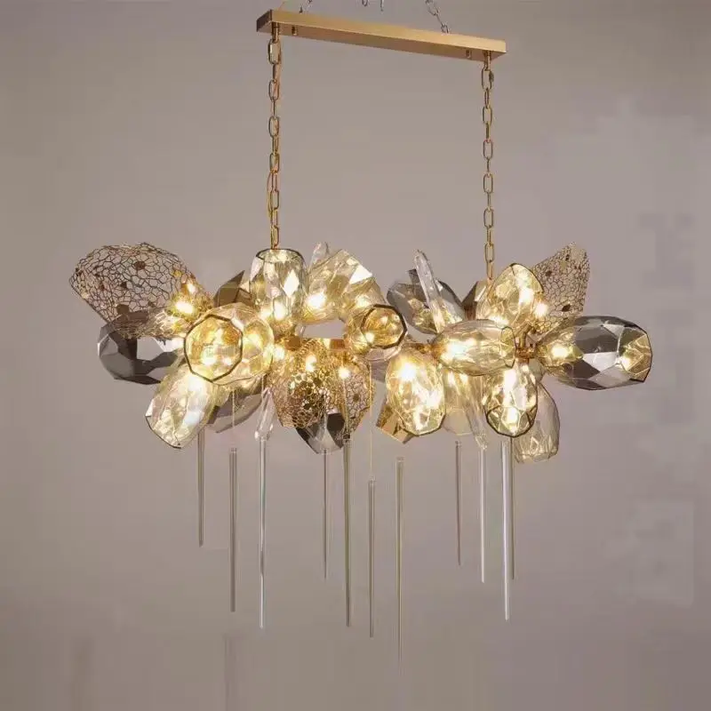 

High End Crystal Glass Pendant Lights Creative Personality Restaurant LED Chandelier Artistic Luxury Living Room Restaurant Cafe